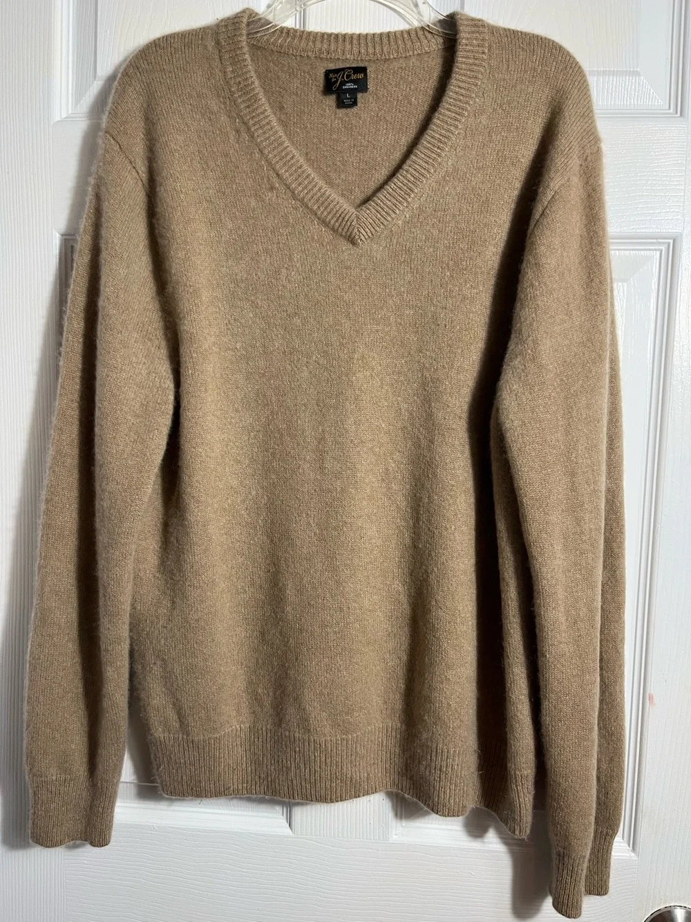 J. Crew Men's V-Neck Sweater in Camel XL